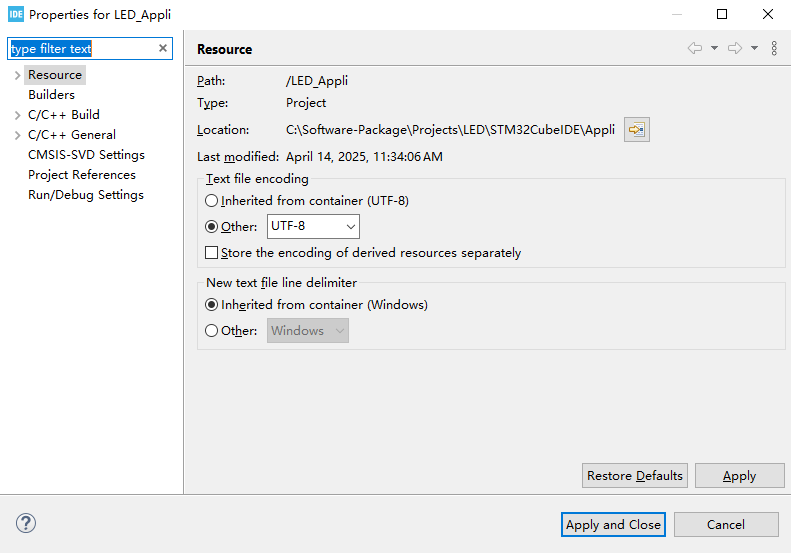 step by step stm32cubeide project properties