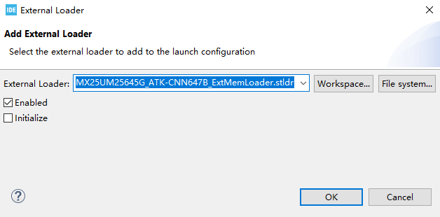 step by step stm32cubeide run configurations select external loader