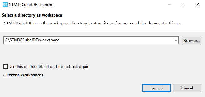 stm32cubeide browse workspace