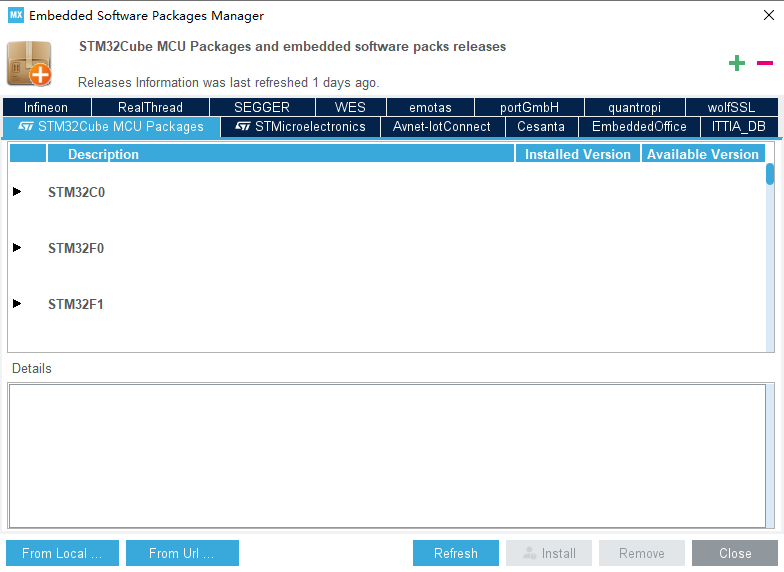 stm32cubemx embedded software packages manager