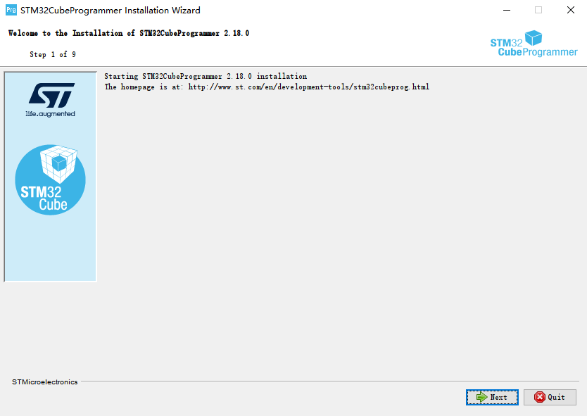 stm32cubeprogrammer installation start wizard
